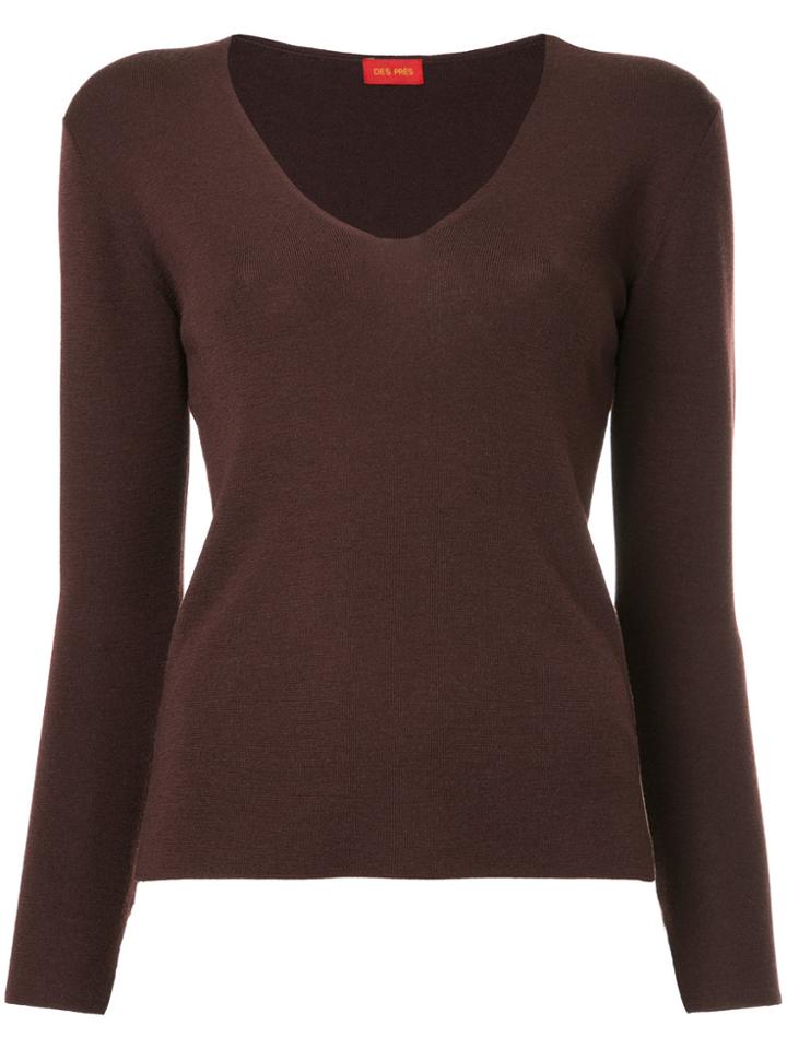 Des Prés V-neck Jumper - Brown