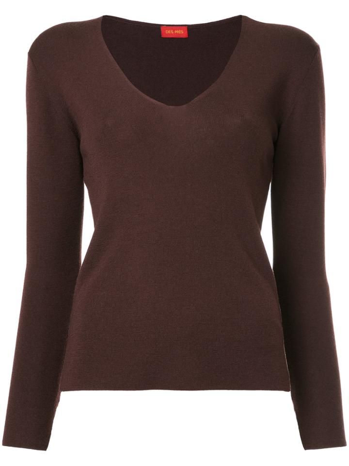 Des Prés V-neck Jumper - Brown