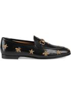 Gucci Gucci Jordaan Embroidered Leather Loafers - Black