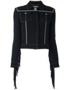 Fausto Puglisi Fringe Sleeve Cropped Jacket - Black
