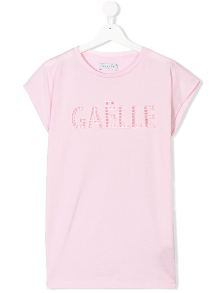 Gaelle Paris Kids Teen Logo Embroidered T-shirt - Pink & Purple