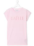 Gaelle Paris Kids Teen Logo Embroidered T-shirt - Pink & Purple