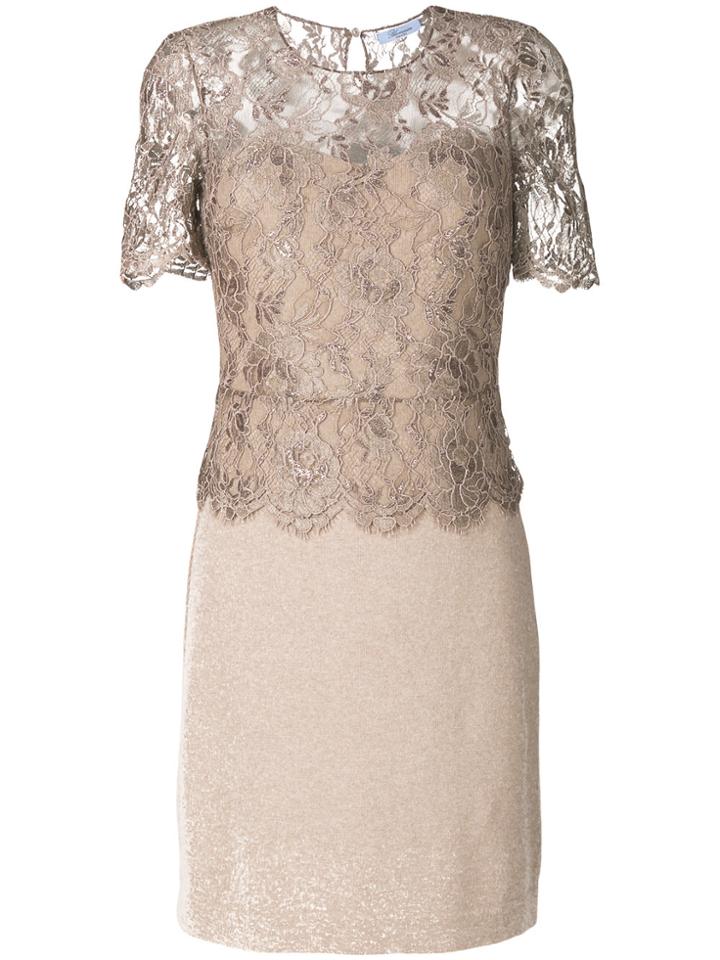 Blumarine Lace Bodice Dress - Nude & Neutrals