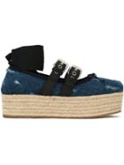 Miu Miu Raffia Platform Pumps - F0008 Blue