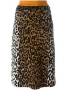 Stella Mccartney Cheetah Print Jacquard Skirt, Women's, Size: 36, Brown, Polyamide/viscose/wool
