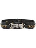 Lanvin Bow Detail Belt, Women's, Size: Small, Black, Leather/brass/glass/tin