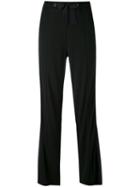 Dorothee Schumacher - Drawstring Flared Trousers - Women - Silk/polyamide/viscose - 5, Black, Silk/polyamide/viscose