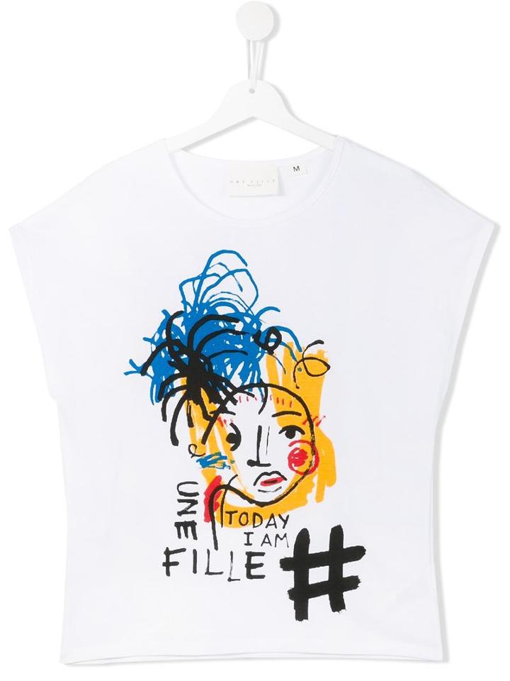 Une Fille Abstract Painting T-shirt, Girl's, Size: 14 Yrs, White