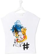 Une Fille Abstract Painting T-shirt, Girl's, Size: 14 Yrs, White