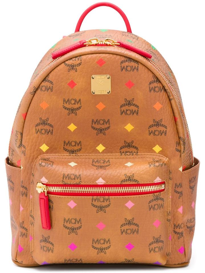 Mcm Printed Logo Backpack - Neutrals