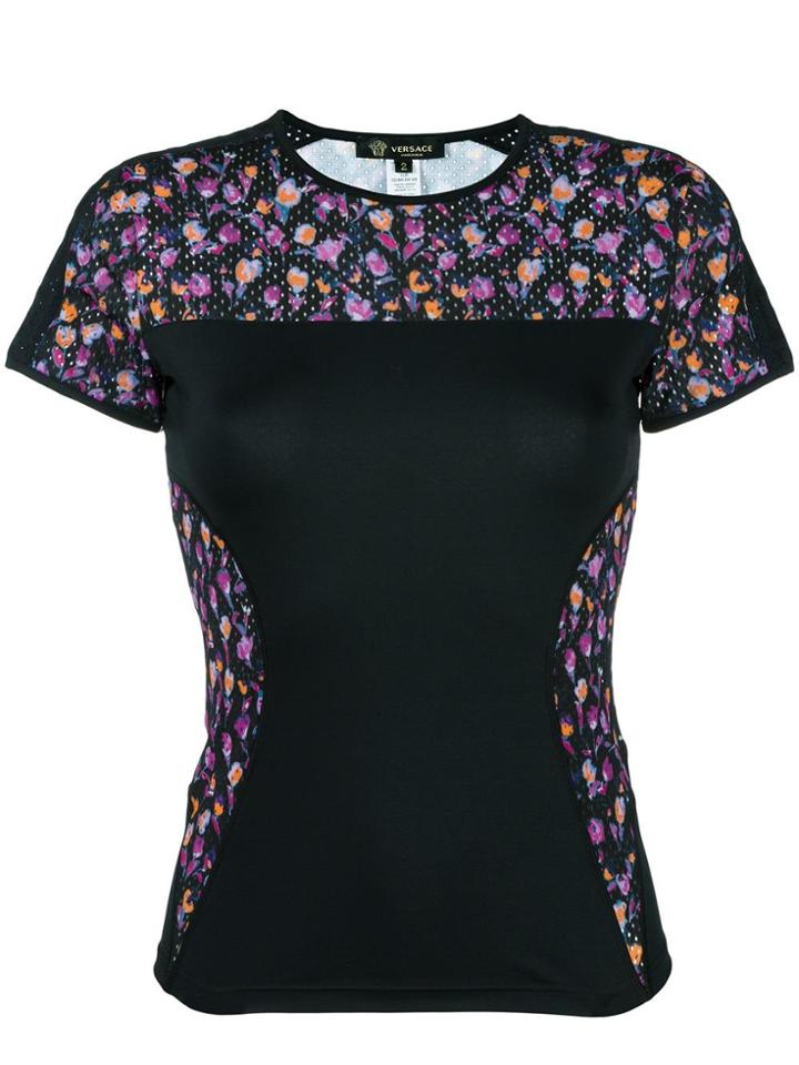 Versace Flower Thrift Paneled T-shirt - Black