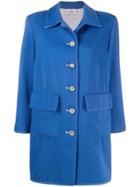 Valentino Pre-owned 1980's Button-down Wool Coat - Blue