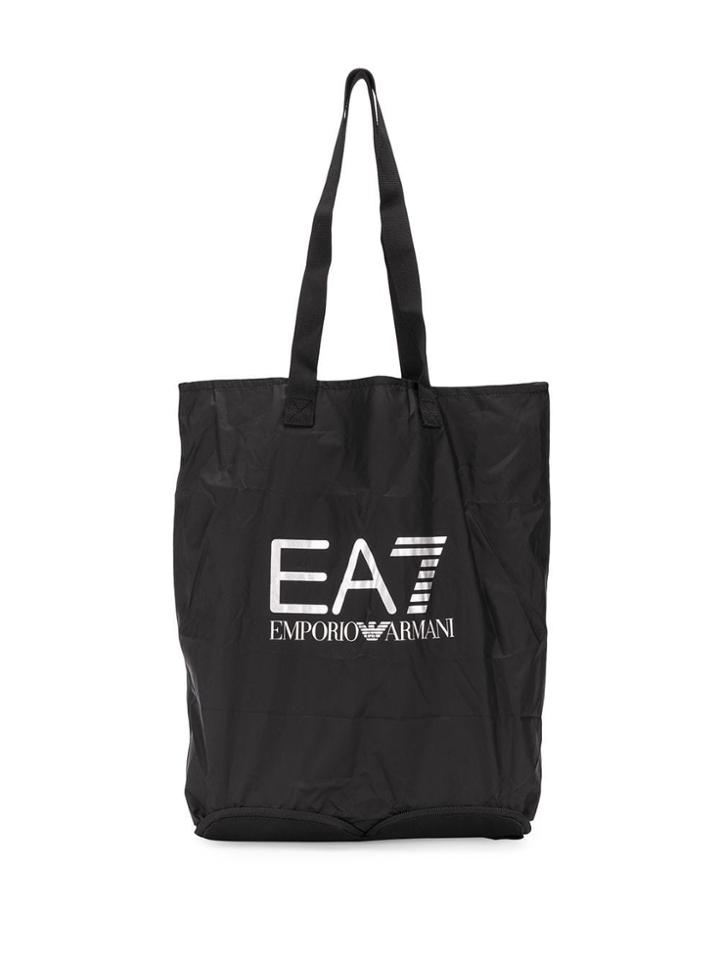 Ea7 Emporio Armani Logo Shopping Bag - Black