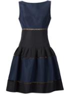 Carolina Herrera V-back Flared Short Dress, Women's, Size: 2, Blue, Silk