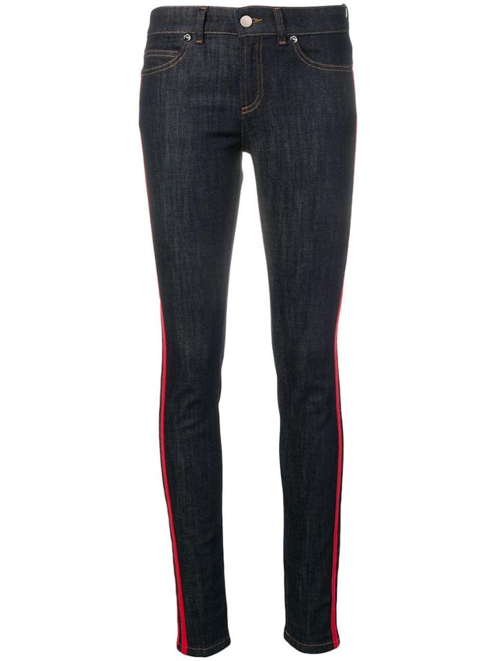 Red Valentino Striped Trim Skinny Jeans - Blue