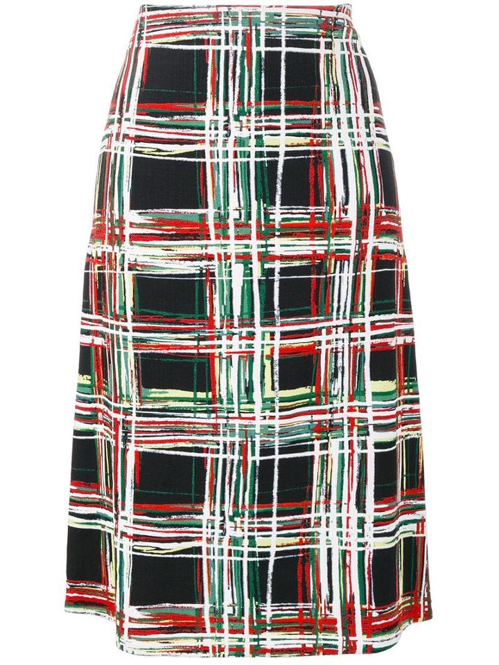 Marni Check Print Skirt, Women's, Size: 46, Black, Silk/viscose/spandex/elastane