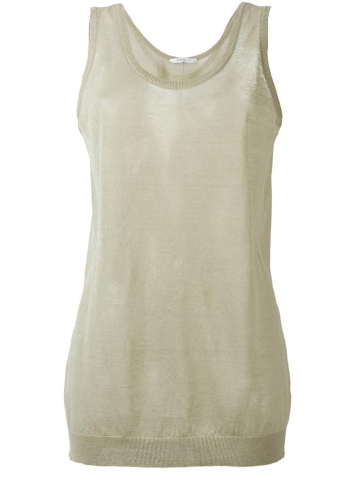 Givenchy Ribbed Hem Sheer Tank, Women's, Size: Xs, Nude/neutrals, Linen/flax/polyamide