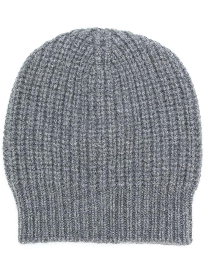 Ma'ry'ya Ribbed Knit Beanie Hat - Grey