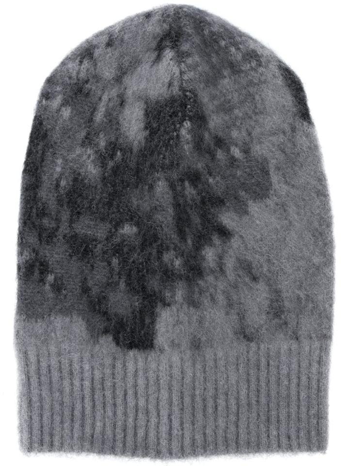Avant Toi Jacquard Flower Knitted Hat - Grey