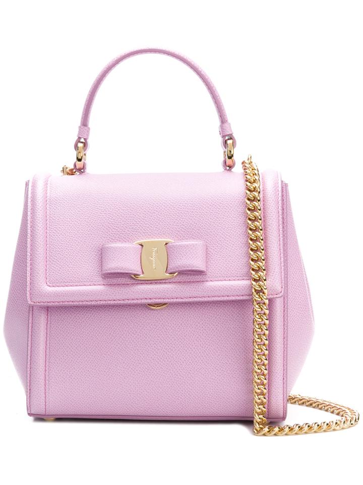 Salvatore Ferragamo Vara Bow Tote - Pink & Purple