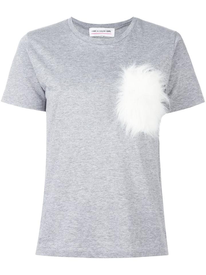 Comme Des Garçons Girl Fur Detail T-shirt, Size: Medium, Grey, Cotton/acrylic/polyester