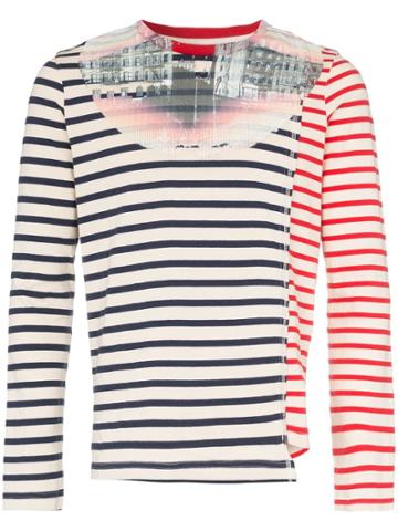 Nounion Gun Hill Stripe Print Cotton T Shirt - Neutrals