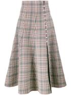 Rosie Assoulin Side Hooks Check Midi Skirt - Grey