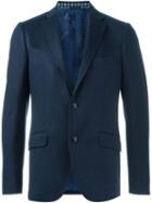Etro Notched Lapel Blazer, Men's, Size: 58, Blue, Cotton/silk/viscose