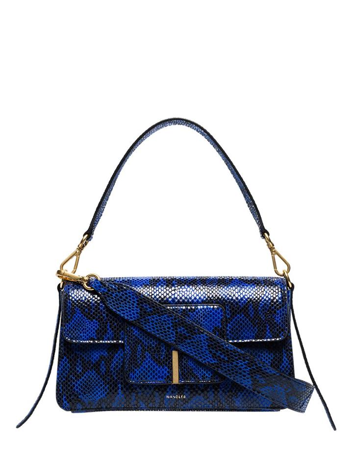 Wandler Blue Georgia Snake Print Shoulder Bag