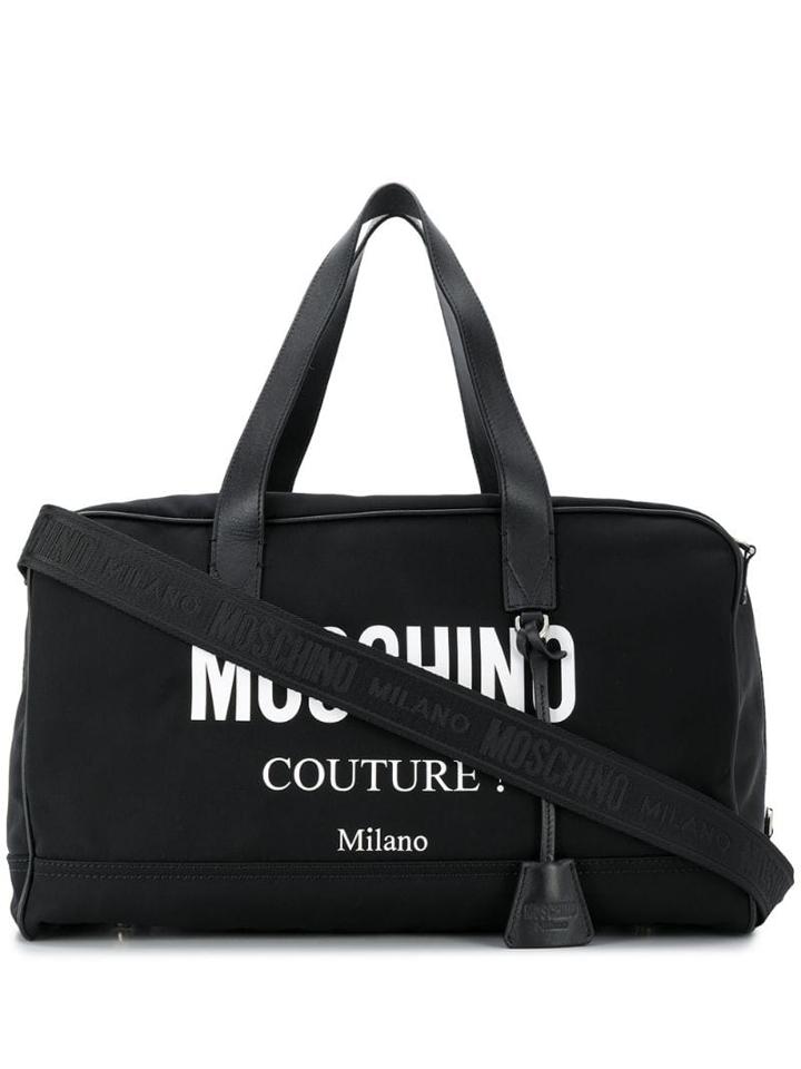 Moschino Logo Print Weekender - Black
