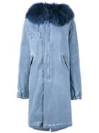 Mr & Mrs Italy Raccoon Fur Hood Unlined Parka, Women's, Size: Xs, Blue, Cotton/spandex/elastane/racoon Fur