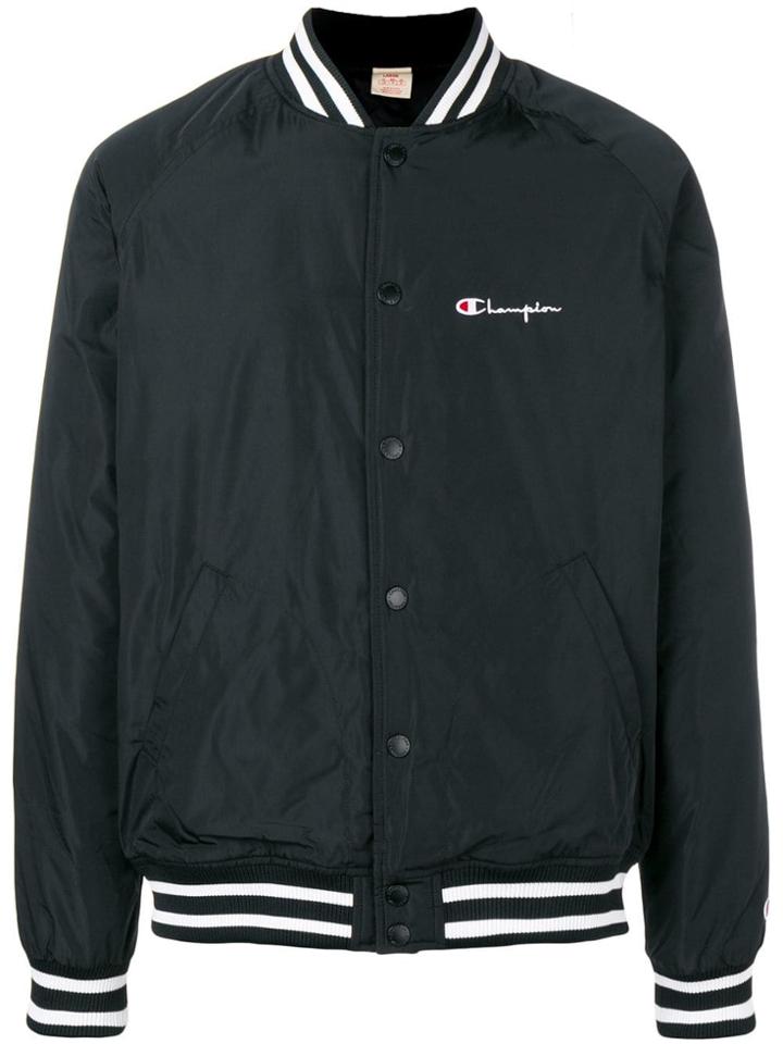 Champion Stripe Detail Bomber Jacket - Black