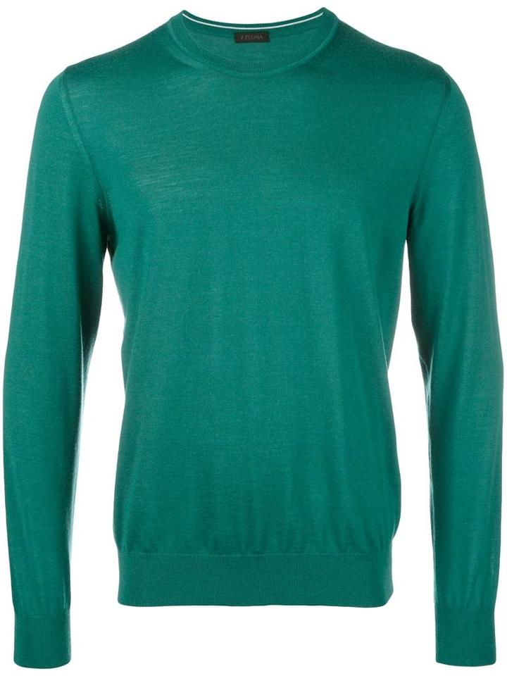 Z Zegna Crew Neck Jumper, Men's, Size: Xxl, Green, Wool
