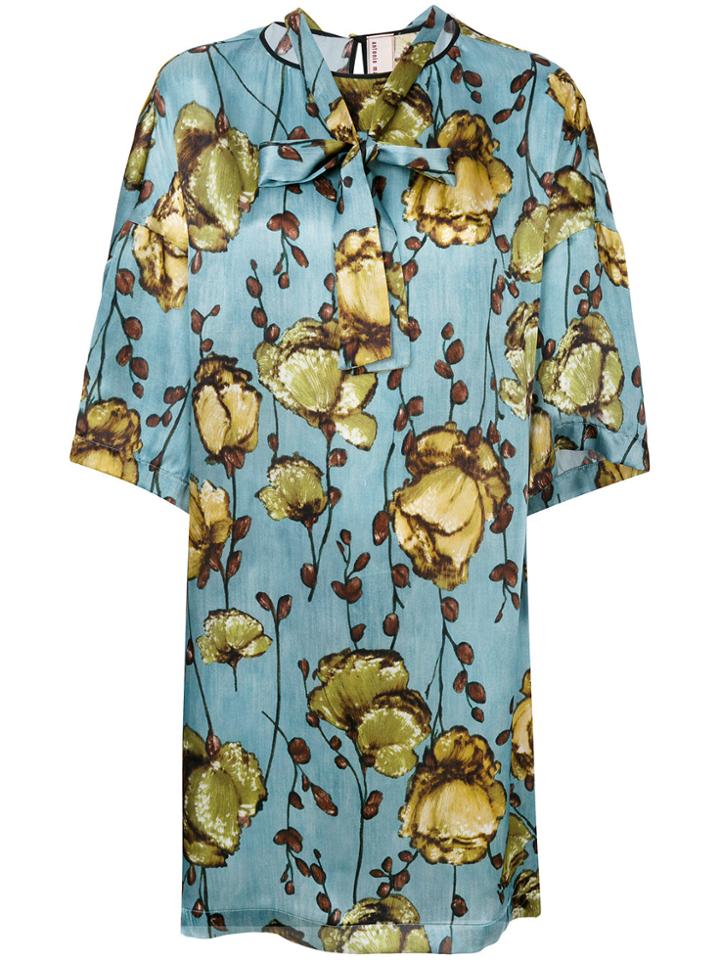 Antonio Marras Silk Flower Dress - Blue