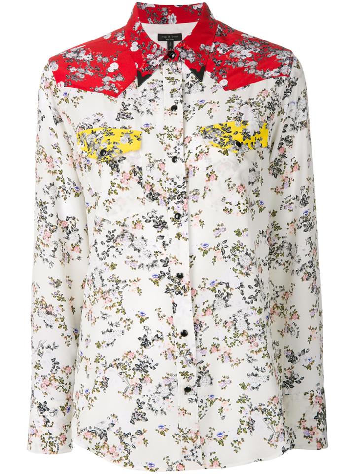 Rag & Bone Micro-floral Western Shirt - White