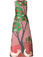 Red Valentino Tree Print Flared Dress - Multicolour