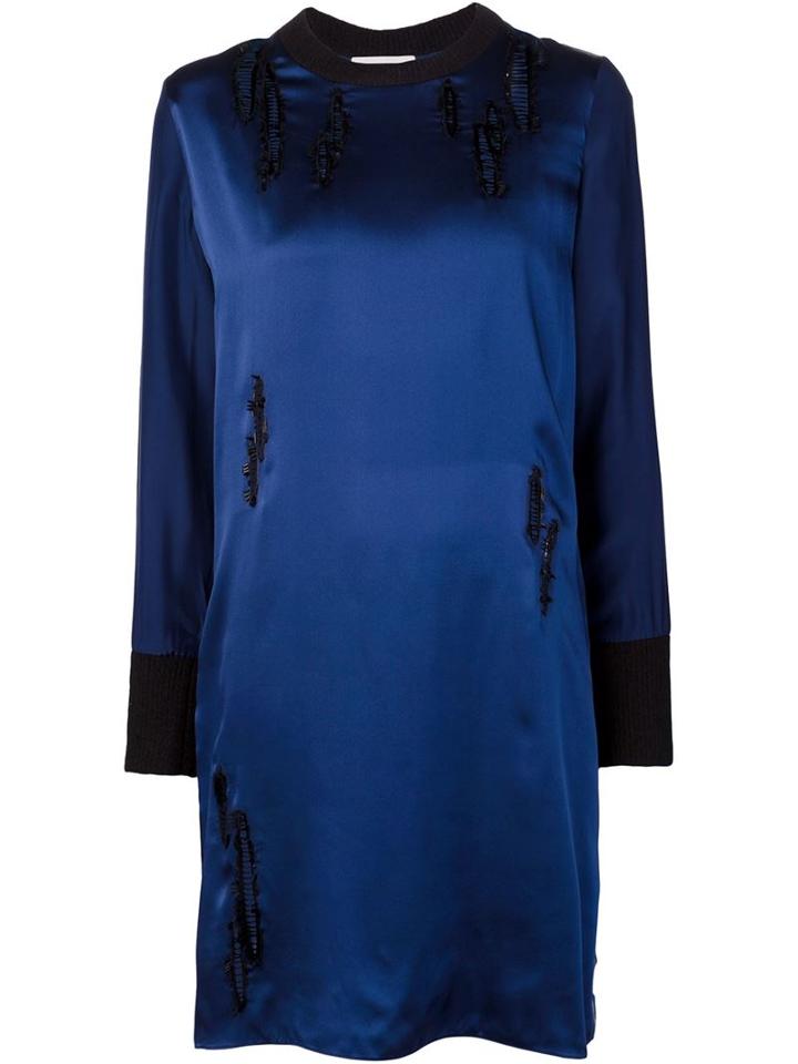 3.1 Phillip Lim Bead Detail Shift Dress, Women's, Size: 4, Blue, Silk