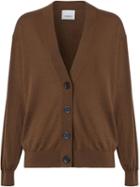 Burberry Vintage Check Detail Merino Wool Cardigan - Brown