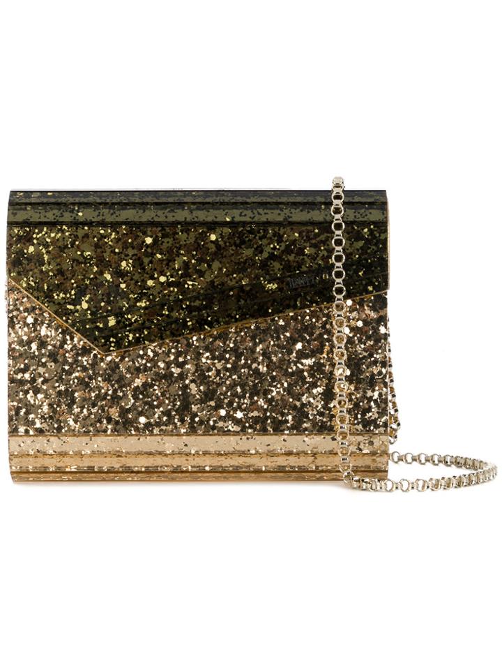 Jimmy Choo Patent Glitter Clutch - Metallic