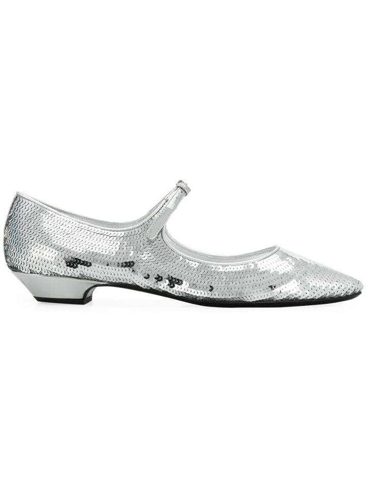 Miu Miu Sequinned Ballerinas - Silver