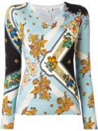 Etro Floral Print Blouse, Women's, Size: 40, Blue, Silk/spandex/elastane