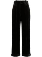 Racil High Waisted Straight Leg Silk Blend Trousers - Black