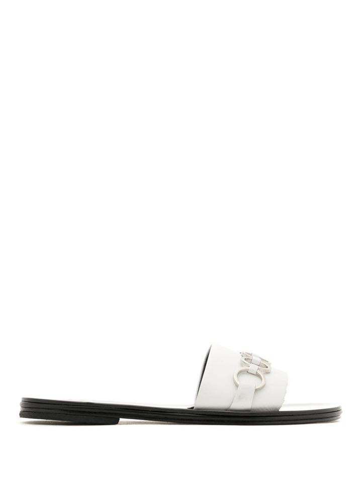 Reinaldo Lourenço Embellished Leather Slides - White