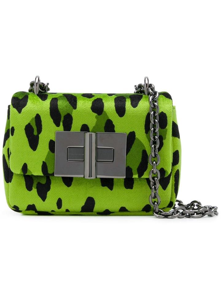 Tom Ford Mini Natalia Leopard Velvet Bag - Green