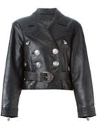 Versace Vintage Belted Leather Jacket, Women's, Size: 42, Black