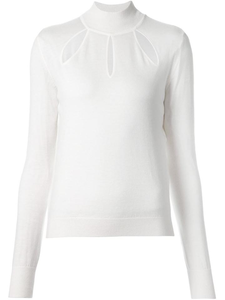 Mugler Cut Out Detail Sweater, Women's, Size: Large, White, Wool