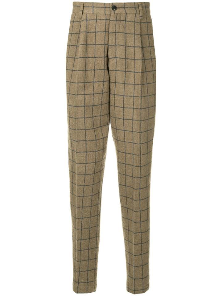 Tomorrowland Check Tapered Trousers - Brown