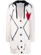 Red Valentino Knitted Heart Hooded Cardigan - White
