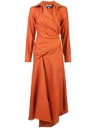 Jacquemus Ruched Wrap Dress - Yellow & Orange