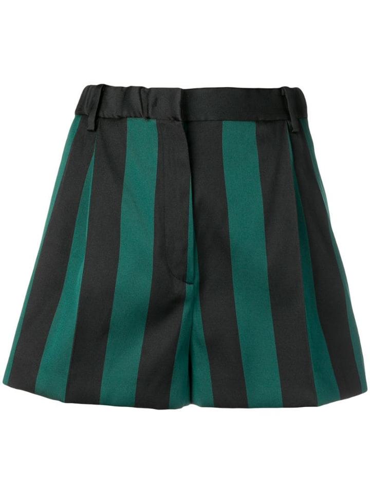 Nº21 Striped Short Shorts - Green